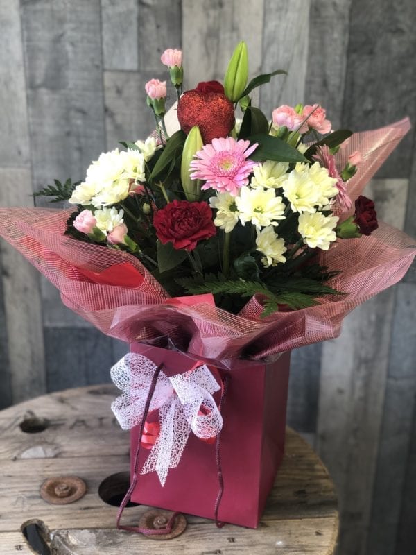 Gift Bag including a single Red Rose